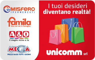 Gift Card Unicomm, Emisfero, Famila, A&O, Mega
